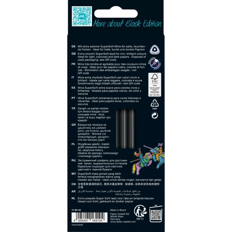 Faber-Castell Buntstifte Black Edition Neon+Pastell 12er Kartonetui